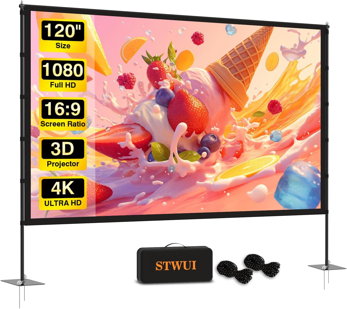 Outdoor-Projector-Screen-with-Stand - 120 inch Portable Projector Screen